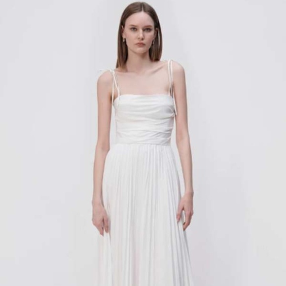 Jonathan Simkhai Caroline Cotton Poplin Midi Dress - White 4 - Picture 1 of 3